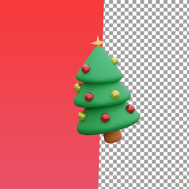 Tree an Ball christmas icon isoled white backgroung 3d rendering