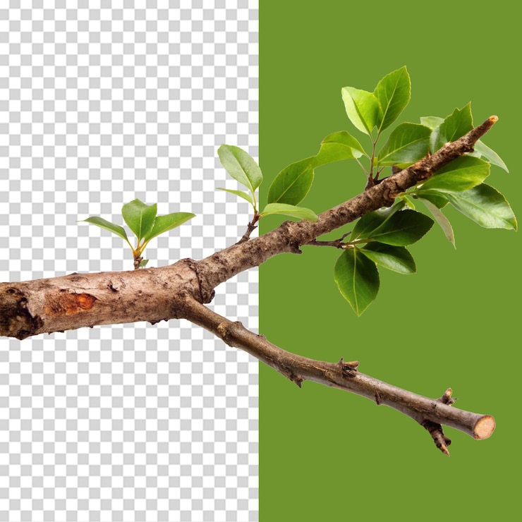 PSD tree branch isolated on transparent background