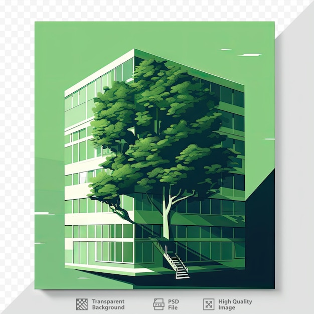 PSD tree in building with green color