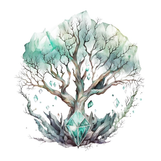 Tree crytal gem 4096px png прозрачный 300dpi для футболки клипарт книжная рамка настенная живопись