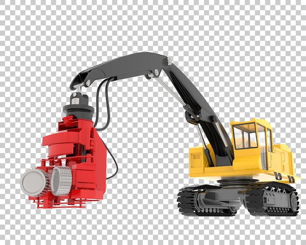 tree cutting machine on transparent background 3d rendering illustration