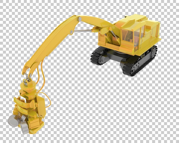 tree cutting machine on transparent background 3d rendering illustration