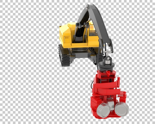 Tree cutting machine on transparent background 3d rendering illustration