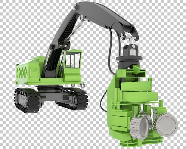 PSD tree cutting machine on transparent background 3d rendering illustration