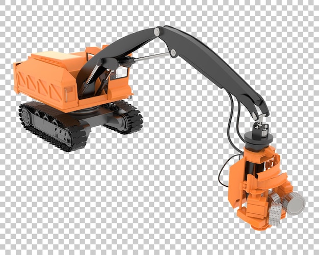 PSD tree cutting machine on transparent background 3d rendering illustration