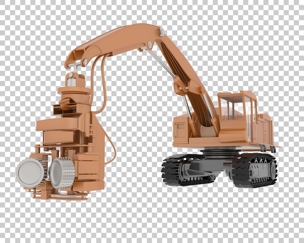 Tree cutting machine on transparent background 3d rendering illustration