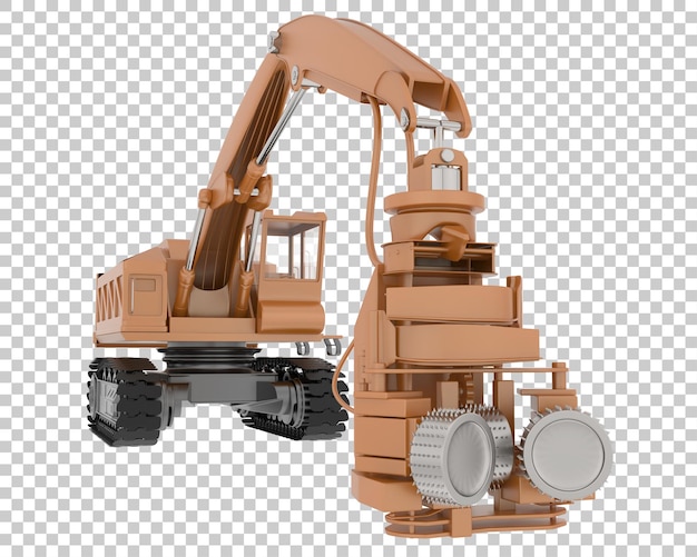 Tree cutting machine on transparent background 3d rendering illustration