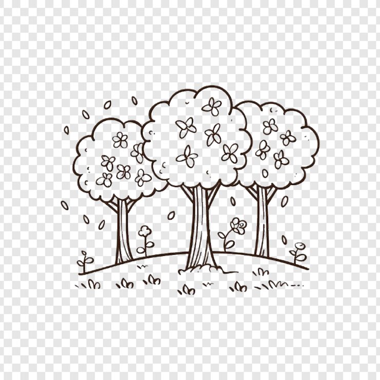 PSD a tree and the grass on a transparent background