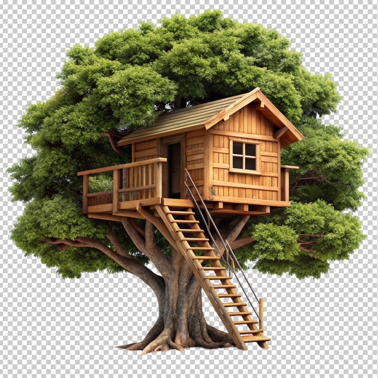 PSD tree house isolated on transparent background