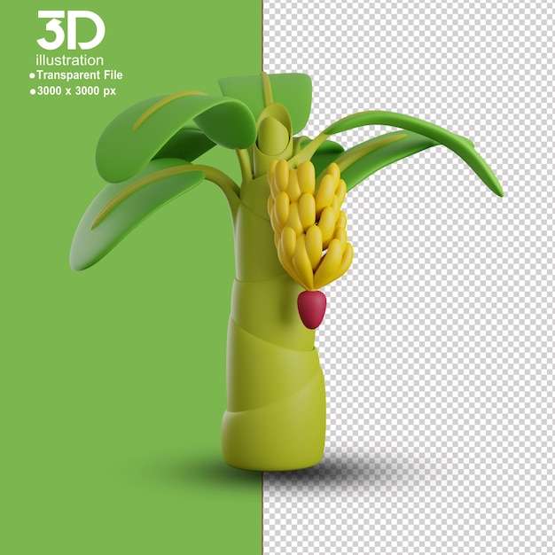 Tree amp plant 3d bamboo 3d rendering realistico oggetti di giardinaggio icona illustrazione