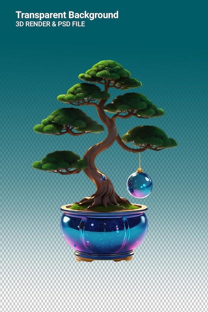 PSD a tree in a pot with a ball and a ball on it