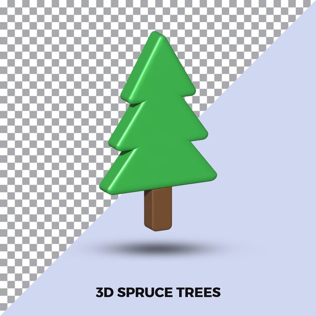 ツリースプルースシンプルな3dレンダリングイラストアイコン分離