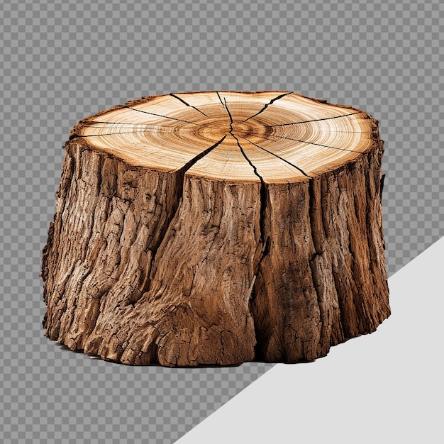 PSD tree stump png isolated on transparent background