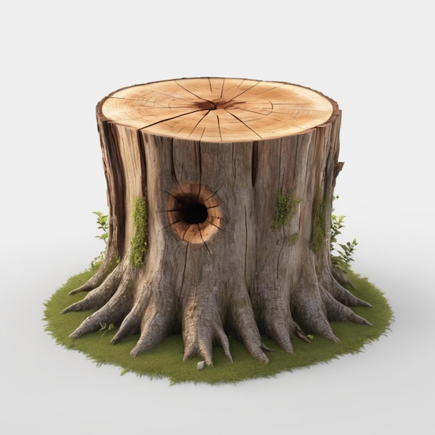 Tree stump psd on a white background