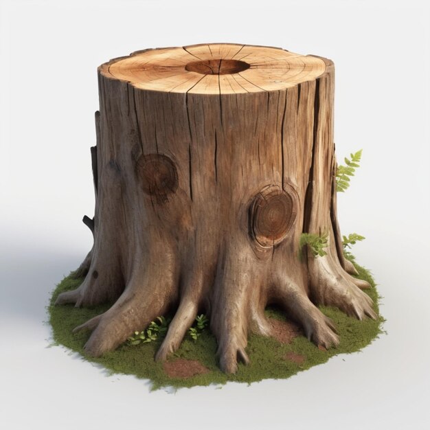 Tree stump psd on a white background