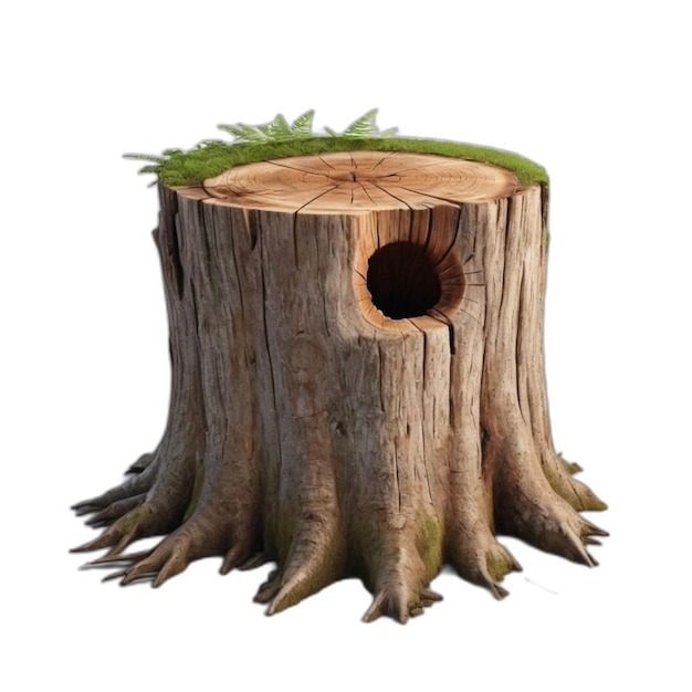 Tree stump PSD on a white background