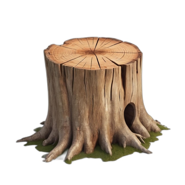 Tree stump psd on a white background