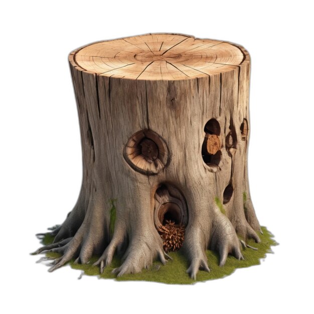 Tree stump psd on a white background