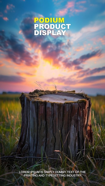 PSD un tronco di albero con il tramonto sullo sfondo