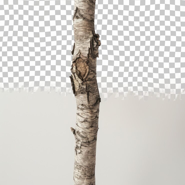 PSD a tree trunk with a piece of bark that has been cut off