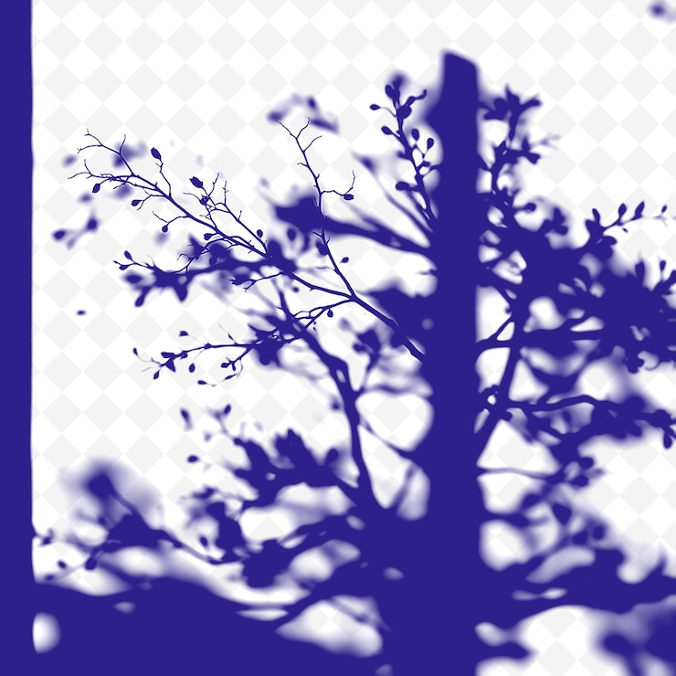 PSD a tree with a blue background and a shadow of a tree