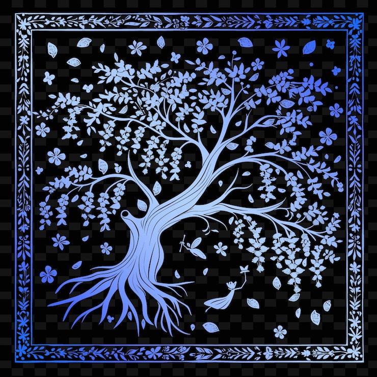 PSD a tree with a blue background with a tree in the middle