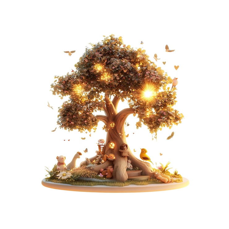 PSD a tree with butterflies around it and a tree with the words butterflies on it