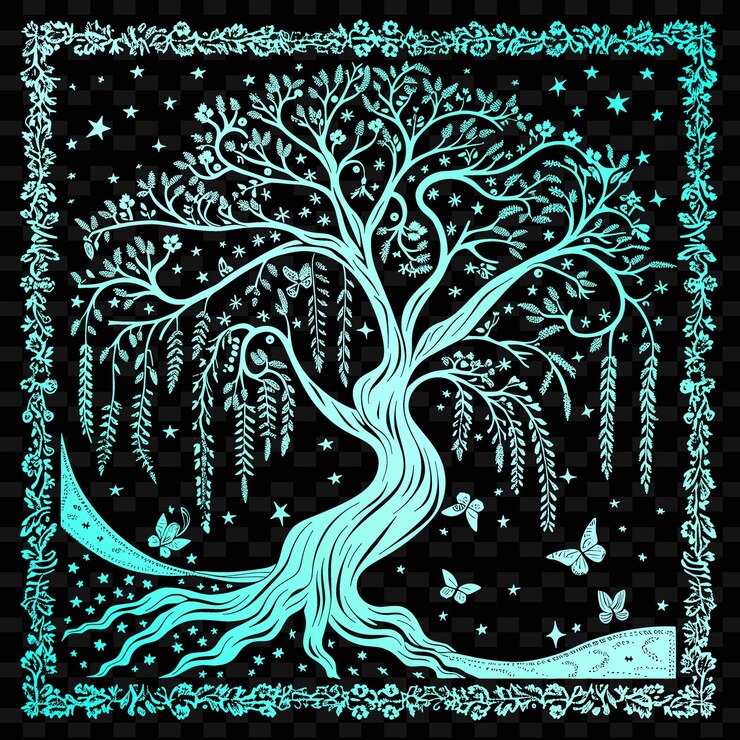 PSD a tree with butterflies and a butterfly on it