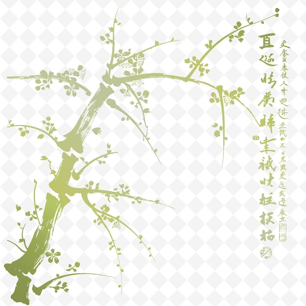 Un albero con scritte cinesi su di esso e le parole caratteri cinesi sulla parte superiore