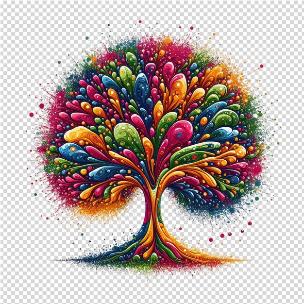 PSD a tree with colorful leaves and the word love on it