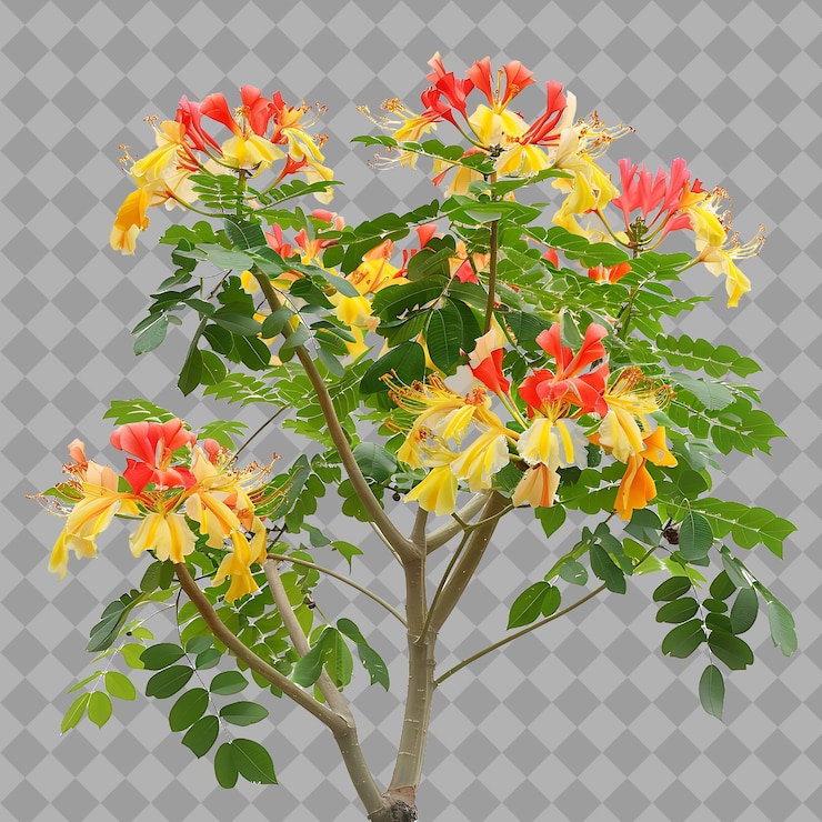 PSD a tree with flowers that say hibiscus