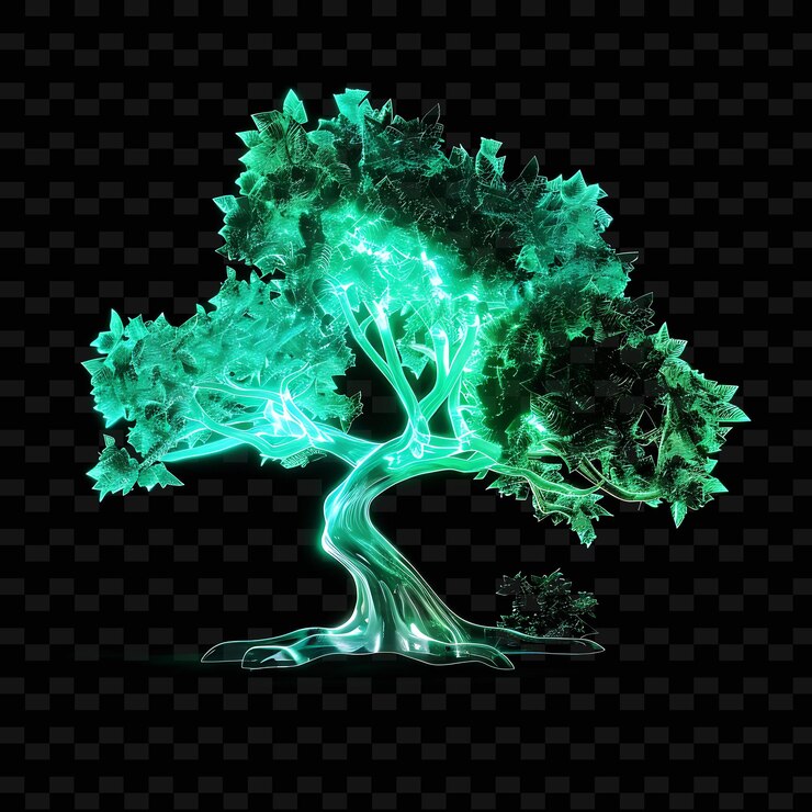 PSD a tree with green and blue colors is shown with a green liquid