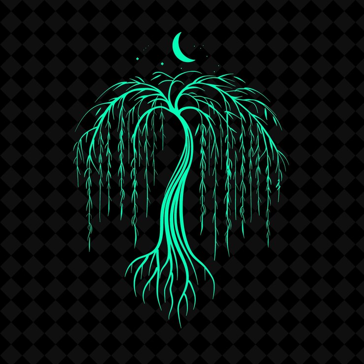 PSD a tree with green leaves on a black background