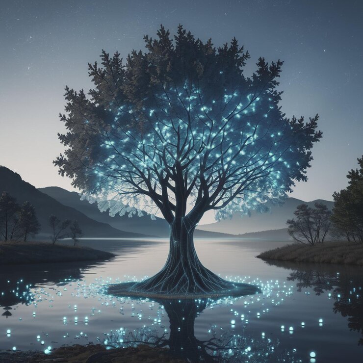 PSD a tree with lights that say light on it