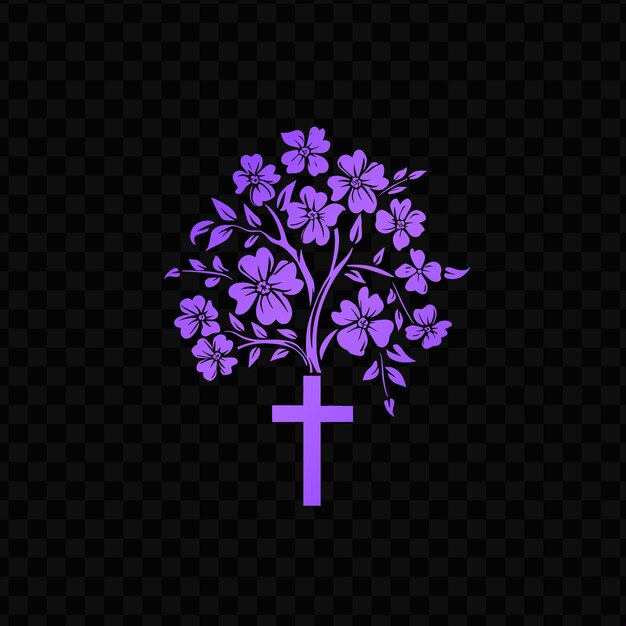 PSD a tree with purple flowers on a transparent background