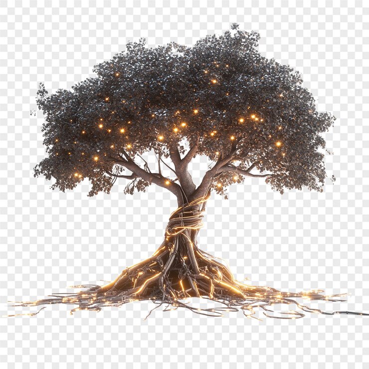 PSD a tree with the roots of a tree with the roots drawn on it
