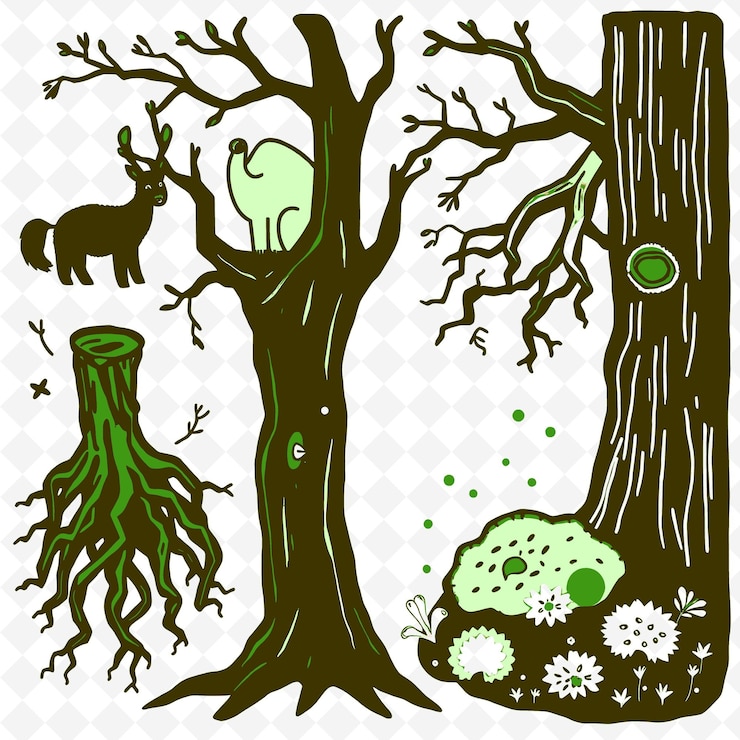 PSD a tree with a squirrel on it and a squirrel in the middle