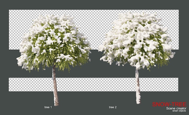 Деревья с разнообразным снегом