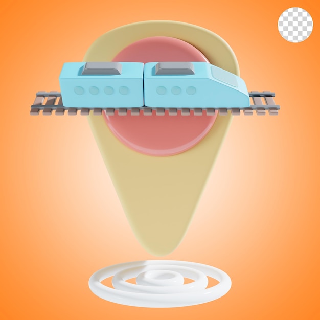 PSD treinstation locatie 3d icoon.