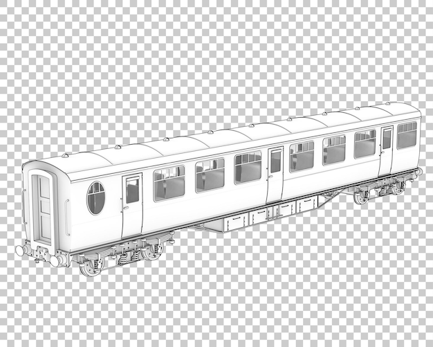 PSD treinwagon op transparante achtergrond 3d teruggevende illustratie