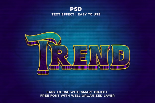 Trend 3d bewerkbare photoshop tekst effect stijl psd met achtergrond