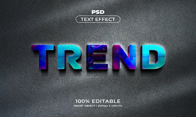 Trend 3D bewerkbare teksteffectstijl met achtergrond