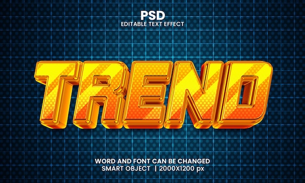 Trend 3d modificabile in stile effetto testo photoshop con sfondo