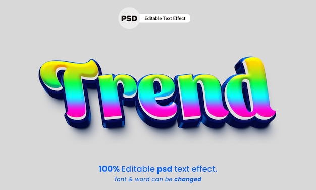 Trend 3d редактируемый psd премиум текстовый эффект тренда