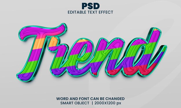 Effetto testo modificabile trend 3d psd premium con sfondo