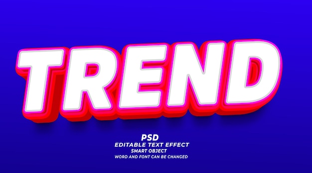 Tendenza modello di photoshop psd con effetto di testo modificabile 3d con sfondo carino