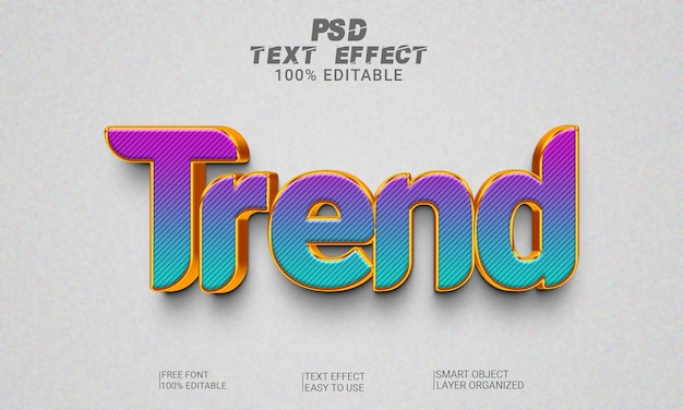 Trend 3d редактируемый эффект стиля текста премиум psd файл с фоном