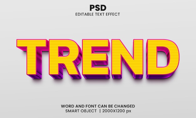 Trend 3d Edytowalny Efekt Tekstowy Premium Psd Z Tłem