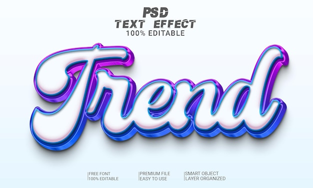 Trend 3d text effect psd file