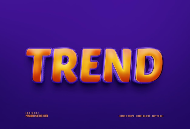 Trend premium edytowalny efekt tekstowy 3d psd